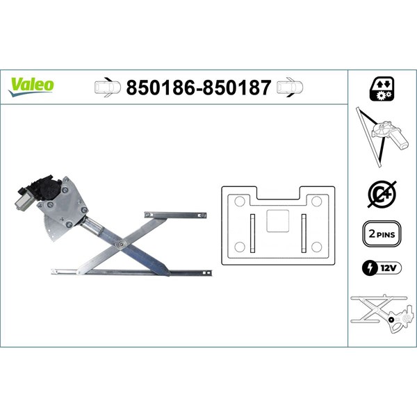 Fönsterhiss, Fram, Vänster Valeo 850186 VALEO