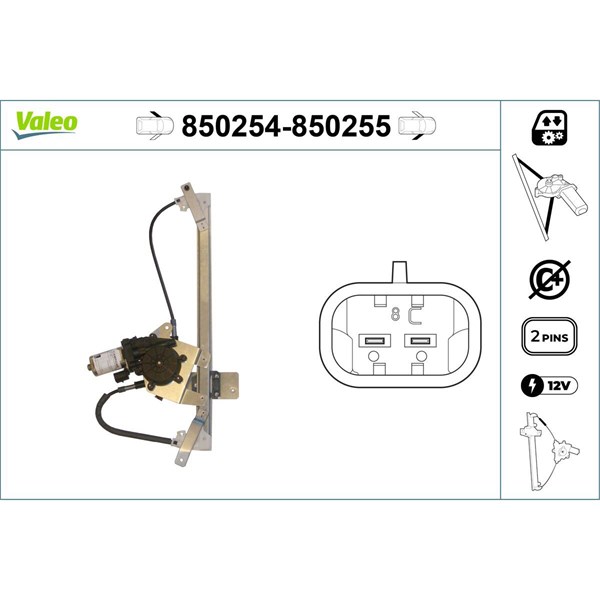 Fönsterhiss, Fram, Vänster Valeo 850254 VALEO