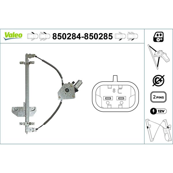 Fönsterhiss, Fram, Vänster Valeo 850284 VALEO
