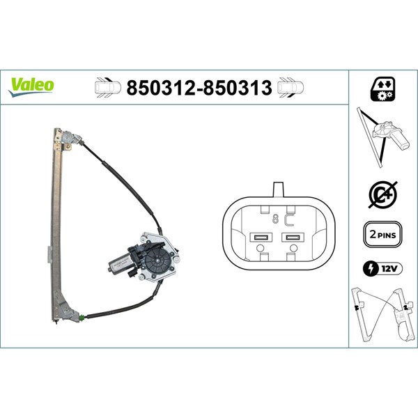 Fönsterhiss, Fram, Vänster Valeo 850312 VALEO Fönsterhiss, Fram, Vänster Valeo 850312 VALEO