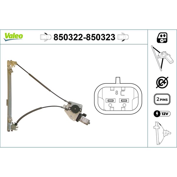 Fönsterhiss, Fram, Vänster Valeo 850322 VALEO