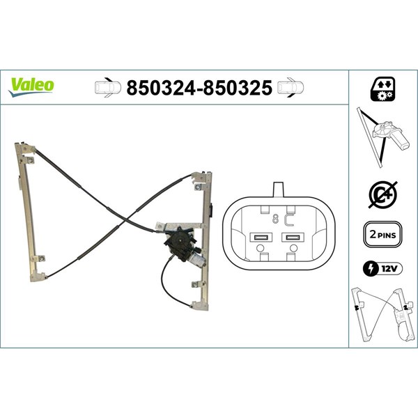 Fönsterhiss, Fram, Vänster Valeo 850324 VALEO
