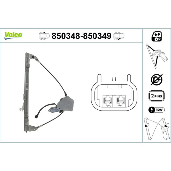 Fönsterhiss, Fram, Vänster Valeo 850348 VALEO