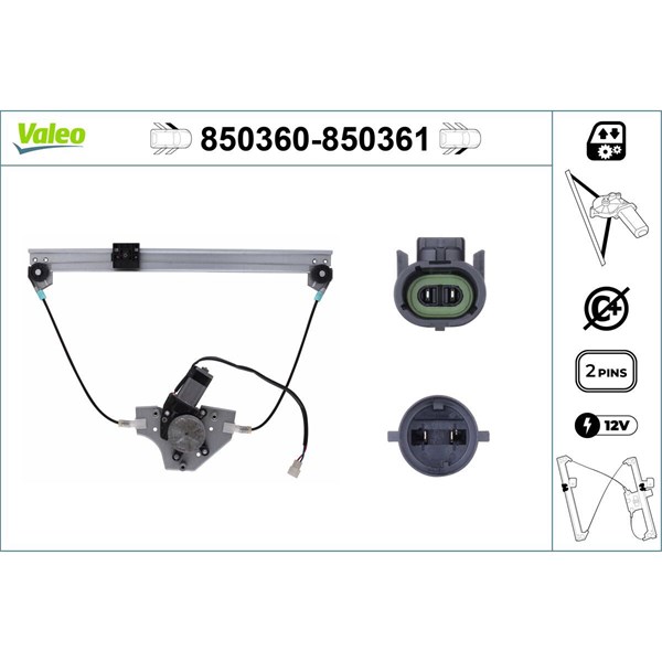 Fönsterhiss, Fram, Vänster Valeo 850360 VALEO