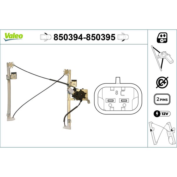 Fönsterhiss, Fram, Vänster Valeo 850394 VALEO