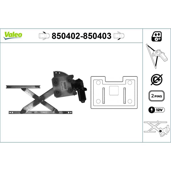 Fönsterhiss, Fram, Vänster Valeo 850402 VALEO Fönsterhiss, Fram, Vänster Valeo 850402 VALEO