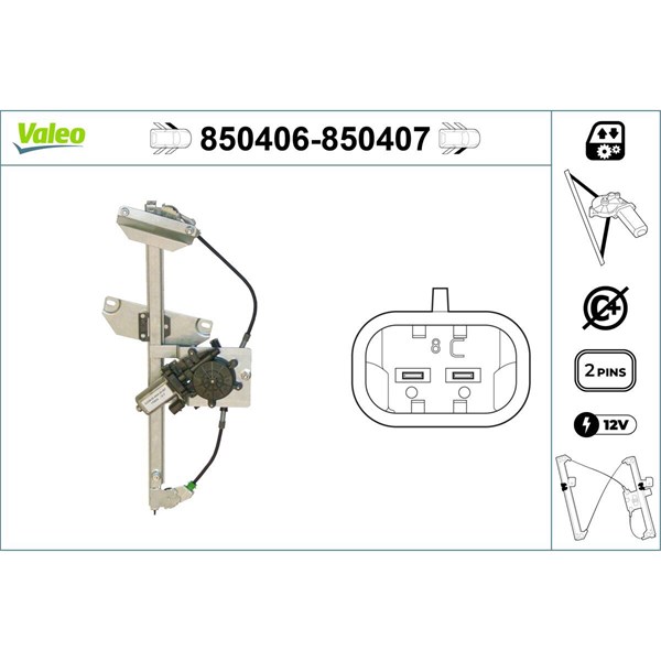 Fönsterhiss, Fram, Vänster Valeo 850406 VALEO