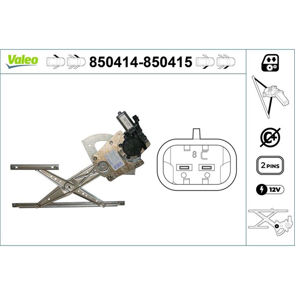 Fönsterhiss, Fram, Vänster Valeo 850414 VALEO
