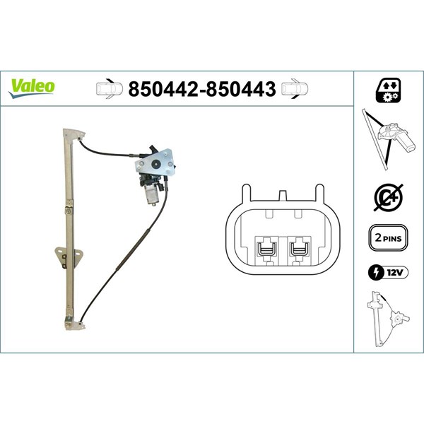 Fönsterhiss, Fram, Vänster Valeo 850442 VALEO