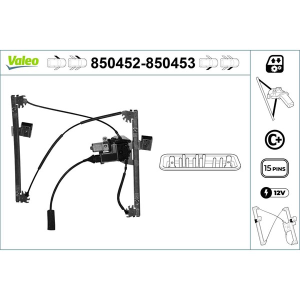 Fönsterhiss, Fram, Vänster Valeo 850452 VALEO