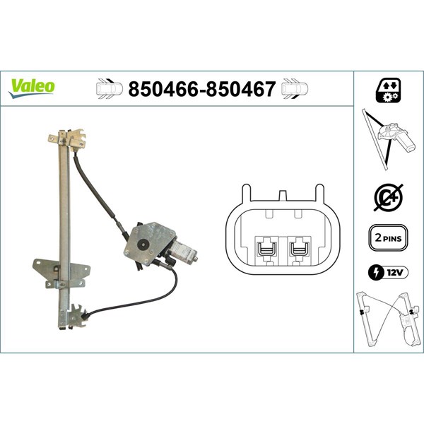 Fönsterhiss, Fram, Vänster Valeo 850466 VALEO Fönsterhiss, Fram, Vänster Valeo 850466 VALEO