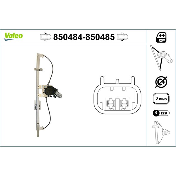 Fönsterhiss, Fram, Vänster Valeo 850484 VALEO
