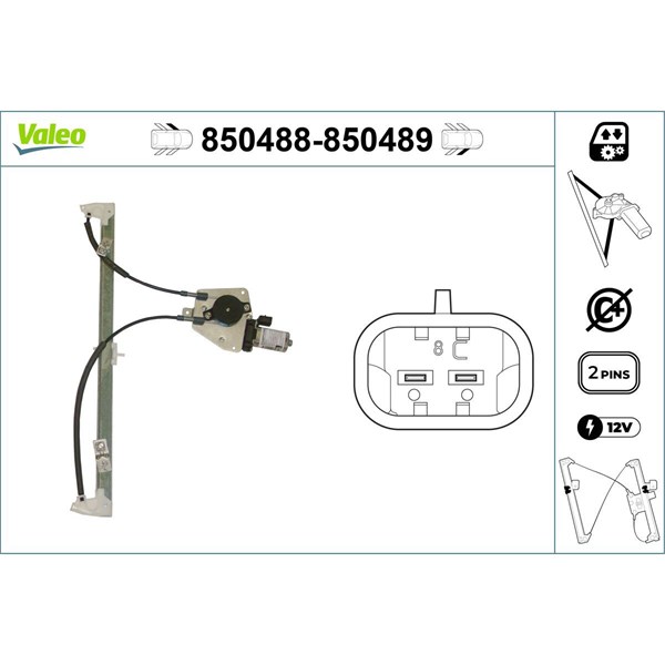 Fönsterhiss, Fram, Vänster Valeo 850488 VALEO