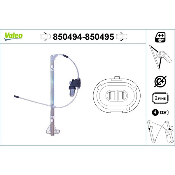Fönsterhiss, Fram, Vänster Valeo 850494 VALEO Fönsterhiss, Fram, Vänster Valeo 850494 VALEO