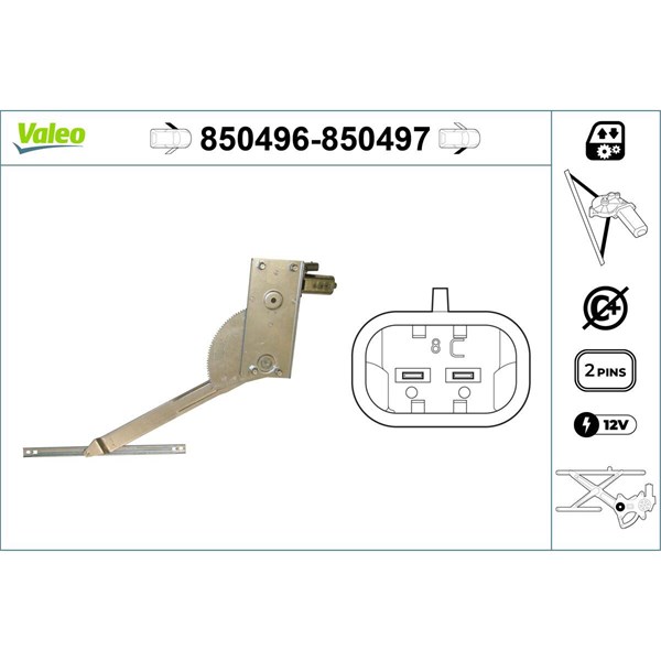 Fönsterhiss, Fram, Vänster Valeo 850496 VALEO