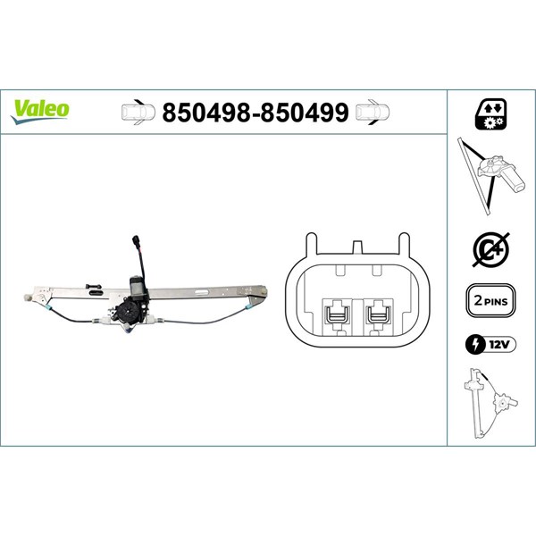 Fönsterhiss, Fram, Vänster Valeo 850498 VALEO