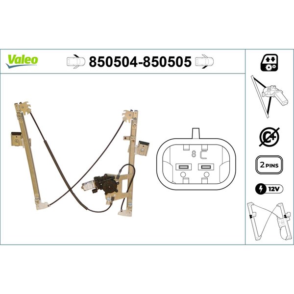Fönsterhiss, Fram, Vänster Valeo 850504 VALEO