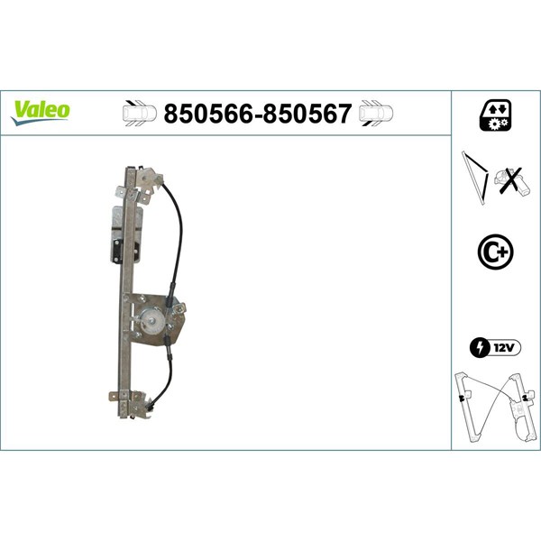 Fönsterhiss, Bak, Vänster Valeo 850566 VALEO