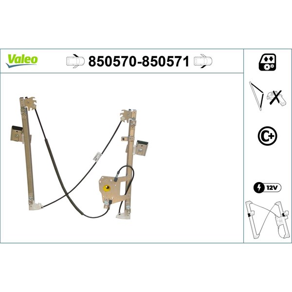 Fönsterhiss, Fram, Vänster Valeo 850570 VALEO