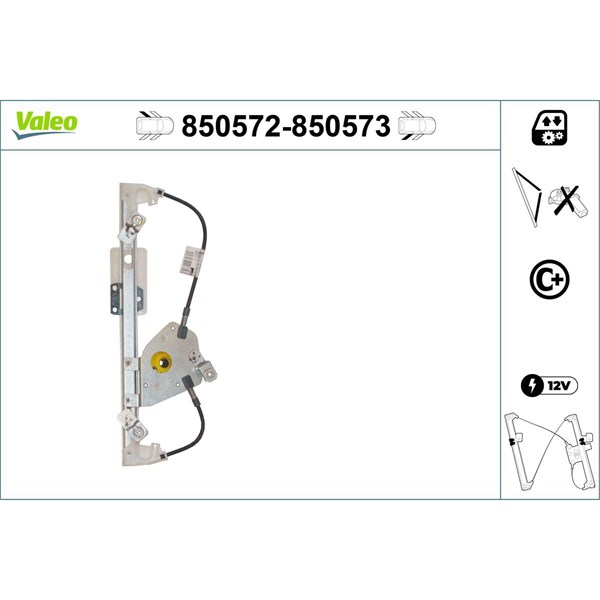 Fönsterhiss, Bak, Vänster Valeo 850572 VALEO