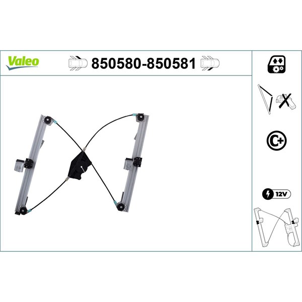 Fönsterhiss, Fram, Vänster Valeo 850580 VALEO