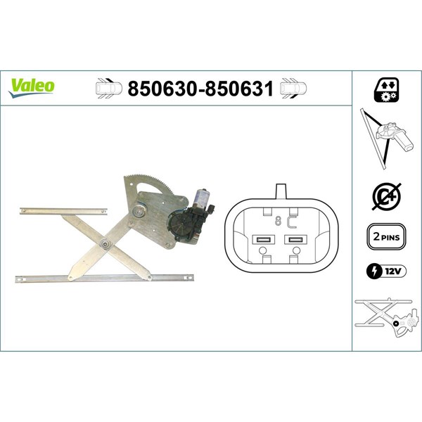 Fönsterhiss, Fram, Vänster Valeo 850630 VALEO