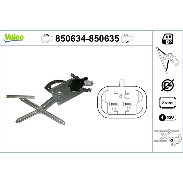 Fönsterhiss, Fram, Vänster Valeo 850634 VALEO