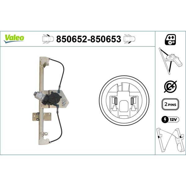 Fönsterhiss, Fram, Vänster Valeo 850652 VALEO Fönsterhiss, Fram, Vänster Valeo 850652 VALEO