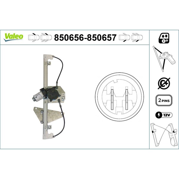 Fönsterhiss, Fram, Vänster Valeo 850656 VALEO
