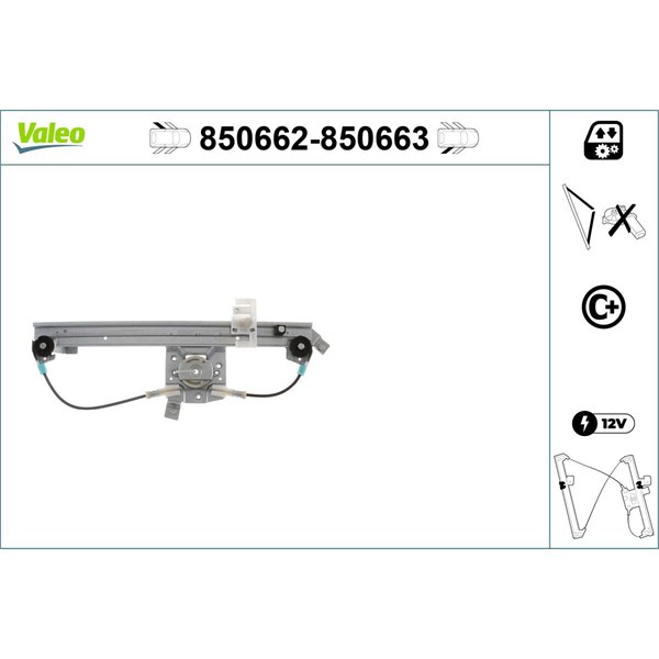 Fönsterhiss, Bak, Vänster Valeo 850662 VALEO
