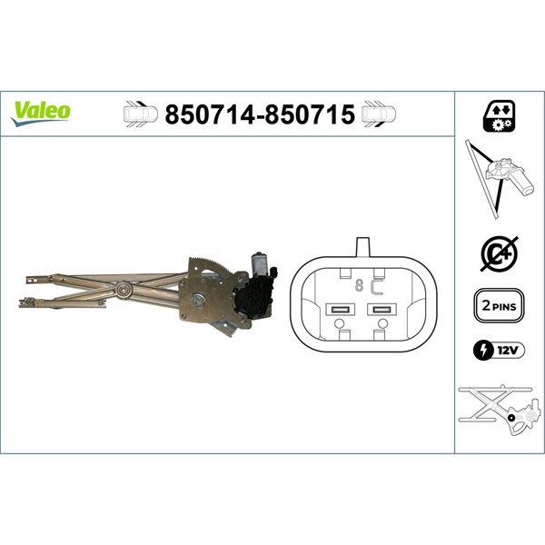 Fönsterhiss, Fram, Vänster Valeo 850714 VALEO Fönsterhiss, Fram, Vänster Valeo 850714 VALEO