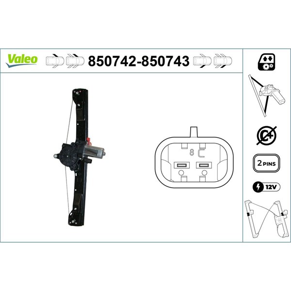 Fönsterhiss, Fram, Vänster Valeo 850742 VALEO Fönsterhiss, Fram, Vänster Valeo 850742 VALEO