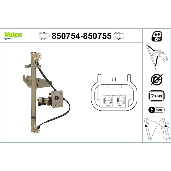 Fönsterhiss, Fram, Vänster Valeo 850754 VALEO
