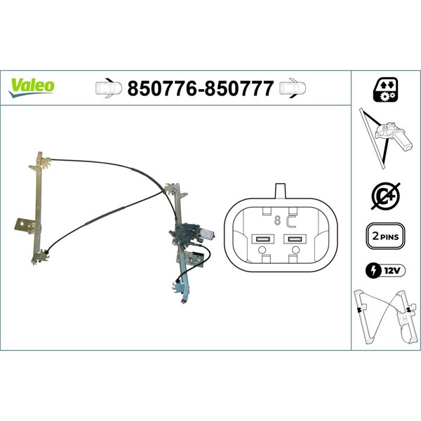 Fönsterhiss, Fram, Vänster Valeo 850776 VALEO