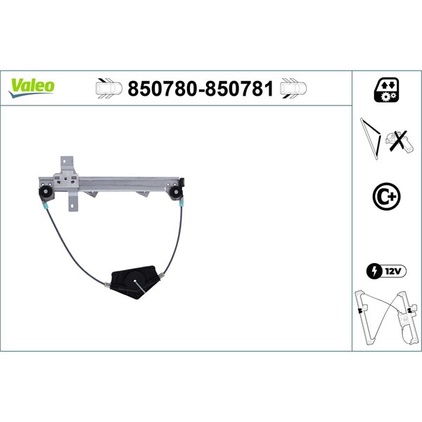 Fönsterhiss, Bak, Vänster Valeo 850780 VALEO