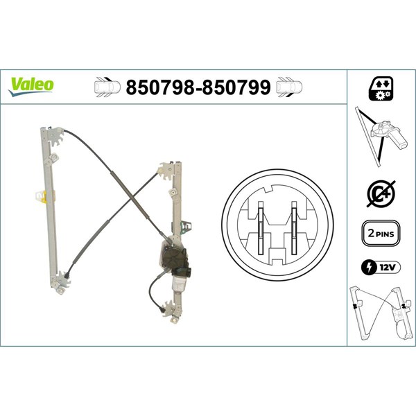 Fönsterhiss, Fram, Vänster Valeo 850798 VALEO