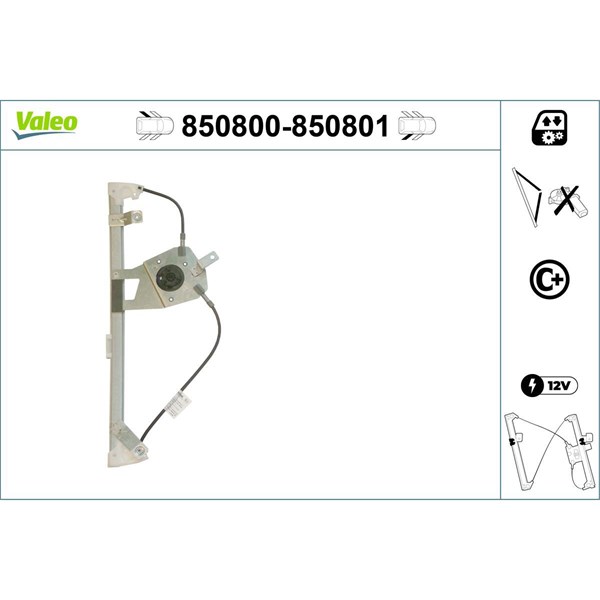 Fönsterhiss, Bak, Vänster Valeo 850800 VALEO