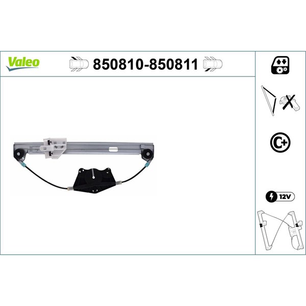 Fönsterhiss, Bak, Vänster Valeo 850810 VALEO