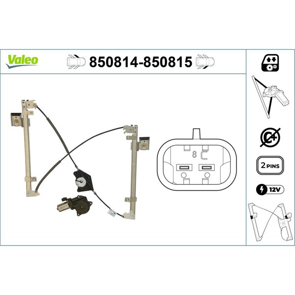 Fönsterhiss, Fram, Vänster Valeo 850814 VALEO