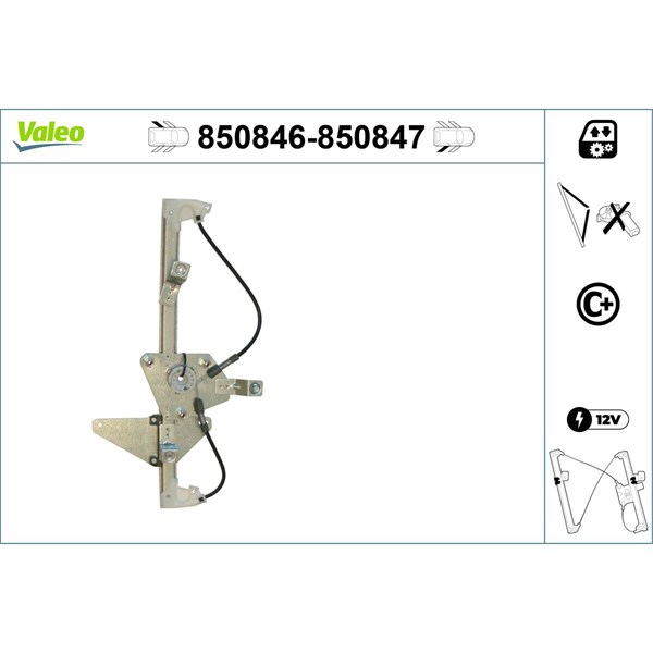 Fönsterhiss, Bak, Vänster Valeo 850846 VALEO