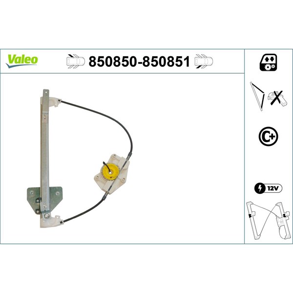 Fönsterhiss, Bak, Vänster Valeo 850850 VALEO