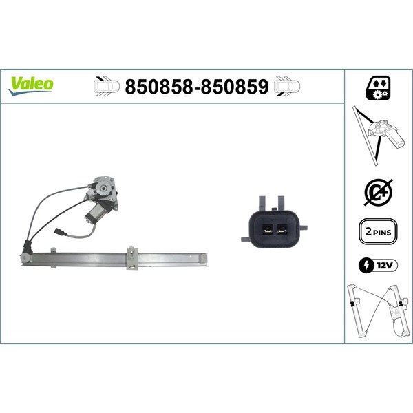 Fönsterhiss, Bak, Vänster Valeo 850858 VALEO