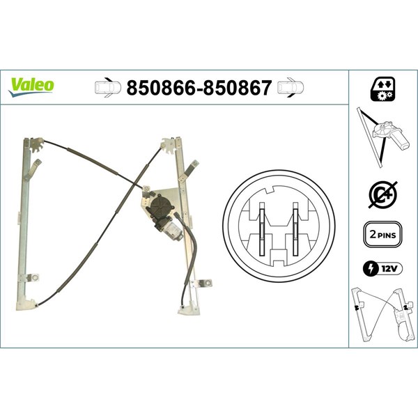 Fönsterhiss, Fram, Vänster Valeo 850866 VALEO