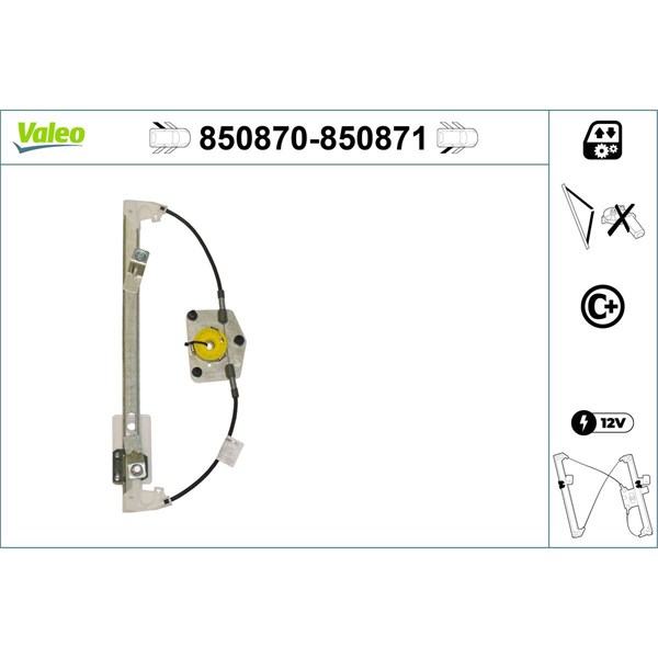 Fönsterhiss, Bak, Vänster Valeo 850870 VALEO