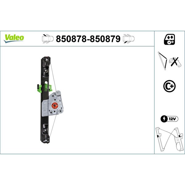 Fönsterhiss, Bak, Vänster Valeo 850878 VALEO