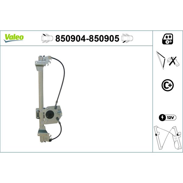 Fönsterhiss, Bak, Vänster Valeo 850904 VALEO