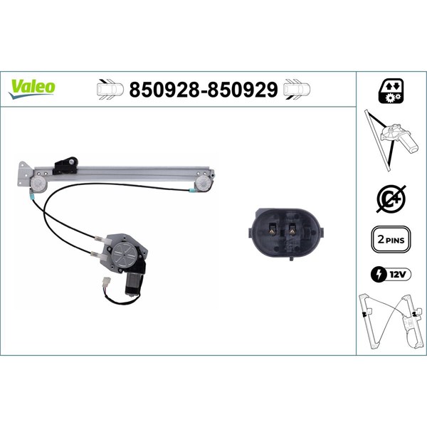 Fönsterhiss, Bak, Vänster Valeo 850928 VALEO