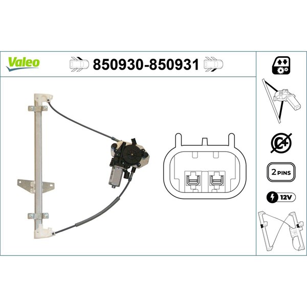 Fönsterhiss, Fram, Vänster Valeo 850930 VALEO