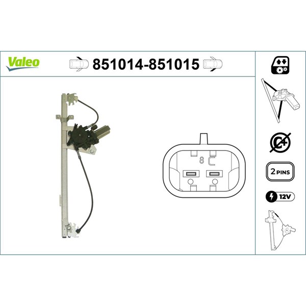 Fönsterhiss, Fram, Vänster Valeo 851014 VALEO