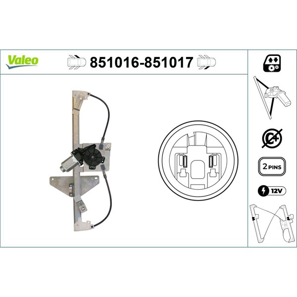 Fönsterhiss, Fram, Vänster Valeo 851016 VALEO Fönsterhiss, Fram, Vänster Valeo 851016 VALEO